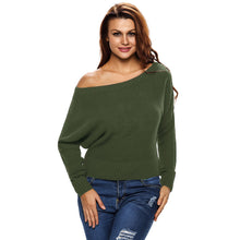 Sexy Women Sweaters And Pullovers Off The Shoulder Loose Knit Pull Slash Neck Long Sleeve Casual Jumper Top SM6