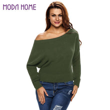 Sexy Women Sweaters And Pullovers Off The Shoulder Loose Knit Pull Slash Neck Long Sleeve Casual Jumper Top SM6