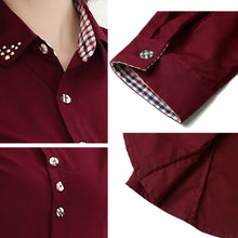 Women Shirt Patchwork Plaid ladies office shirts Basic Top Blusas Women Blouses Shirt Camisas Femininas SM6