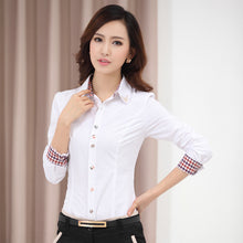 Women Shirt Patchwork Plaid ladies office shirts Basic Top Blusas Women Blouses Shirt Camisas Femininas SM6