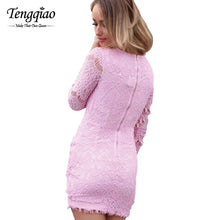 Back Zipper  Sexy Mini Dresses Tight Deep V Neck Lace Long Sleeve Dress Party Night Club Short Long Sleeve Sexy Dress SM6