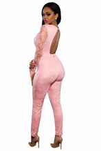 Backless Lace Long Sleeve Jumpsuit Long Pants Sexy Bodycon Jumpsuit Club Deep v Sexy Jumpsuit Rompers For Overalls SM6