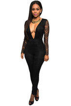 Backless Lace Long Sleeve Jumpsuit Long Pants Sexy Bodycon Jumpsuit Club Deep v Sexy Jumpsuit Rompers For Overalls SM6