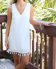 Backless Style  Dress Sundress White Casual Short Chiffon Dress V Neck Tank Sleeveless Mini Beach Dress SM6