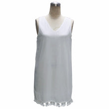 Backless Style  Dress Sundress White Casual Short Chiffon Dress V Neck Tank Sleeveless Mini Beach Dress SM6
