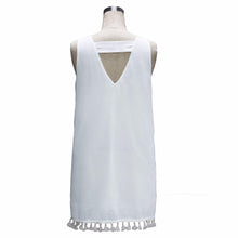 Backless Style  Dress Sundress White Casual Short Chiffon Dress V Neck Tank Sleeveless Mini Beach Dress SM6