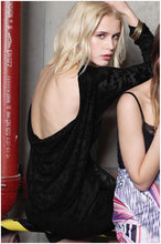 Backless Short Black Lace Long Sleeve Dress Skin Tight Black Mini Dress Hollow Out  Tight Dresses Long Sleeves SM6