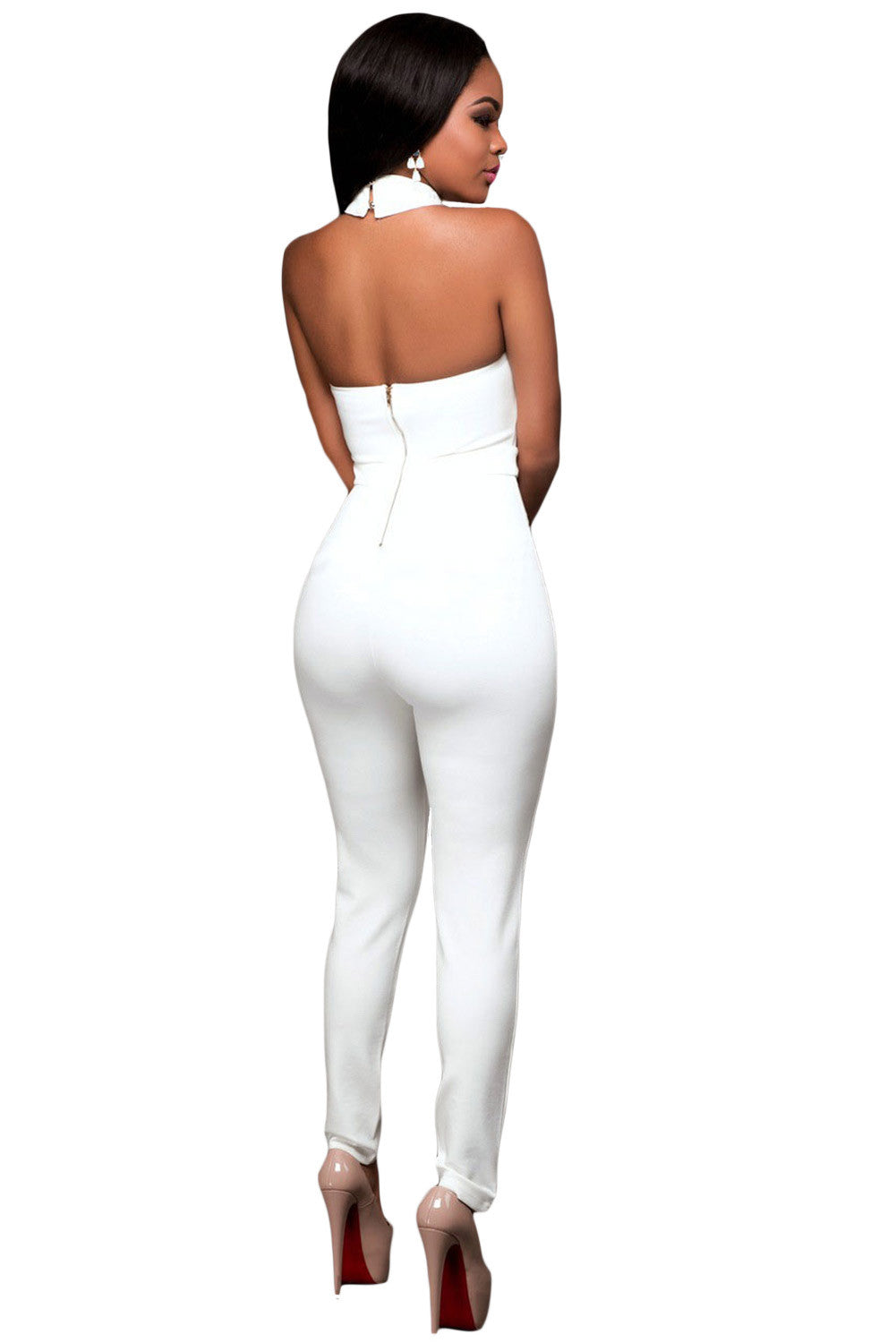 Aayomet Women'S Jumpsuits Women's Sleeveless Backless Bandage O Neck Long  Sleeve Jumpsuit Rompers Bodysuit Catsuit Sport,White XL