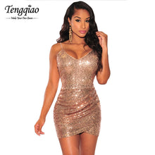 Backless  Sexy Gold Sequin Short Party Dress Sleeveless Micro Mini Bodycon Dress Deep v Neck Sexy Club Dress SM6