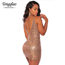 Backless  Sexy Gold Sequin Short Party Dress Sleeveless Micro Mini Bodycon Dress Deep v Neck Sexy Club Dress SM6