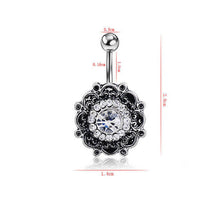 Black Crystal Flower Belly Button Navel Ring Bar Body Piercing Belly Button Rings Dangle SM6