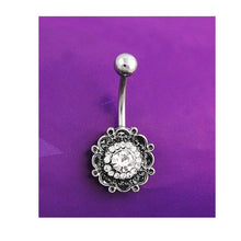 Black Crystal Flower Belly Button Navel Ring Bar Body Piercing Belly Button Rings Dangle SM6