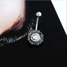 Black Crystal Flower Belly Button Navel Ring Bar Body Piercing Belly Button Rings Dangle SM6