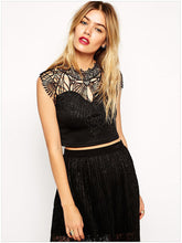 Black Lace Two Piece Dress Set Knee Length A Line Elegant Lace Dresses  Elegant Black Dresses With Lace SM6