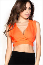 Black White Orange Deep V-neck   Sexy Crop Tops Bandage Tank Top hollow out Blouse Short Tops SM6