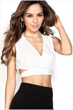 Black White Orange Deep V-neck   Sexy Crop Tops Bandage Tank Top hollow out Blouse Short Tops SM6