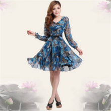 Bohemian Womens V-neck Chiffon Pleated Floral Gown Prom Chiffon Dresses Y4 SM6