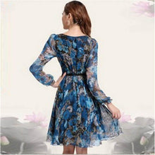 Bohemian Womens V-neck Chiffon Pleated Floral Gown Prom Chiffon Dresses Y4 SM6