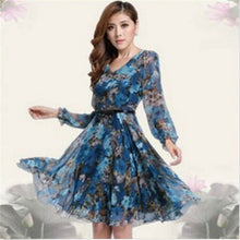 Bohemian Womens V-neck Chiffon Pleated Floral Gown Prom Chiffon Dresses Y4 SM6