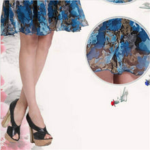 Bohemian Womens V-neck Chiffon Pleated Floral Gown Prom Chiffon Dresses Y4 SM6