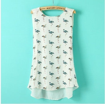 Brand New Chiffon Blouse Animal Print Shirt Casual O-Neck Sleeveless Shirts Plus Size Hot  Tops 9068 SM6