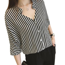 Brand New Fashion Blusas Femininas 3/4 Sleeve Stand Hot  Pocket Tops With Button Shirt Polka Dot Stripped Blouse 71044 SM6