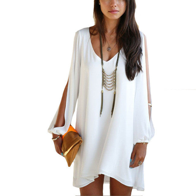 Brand New Vestidos Plus Size Straight Knee-Length Dress Brief Full Off Shoulder O-neck Chiffon Women Dresses 70936 SM6