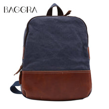 Retro Women Men Kpop Canvas Backpack Crazy Horse Leather Large Capacity Rucksacks For Girls Mochilas Femininas SM6