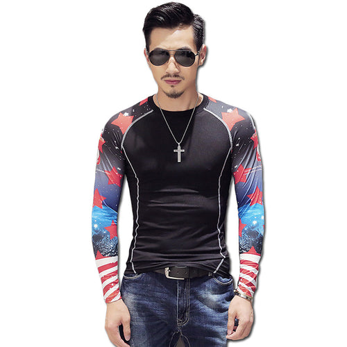 Camisa Masculina T Shirts Tees Tops Men's Casual Slim Fit O Neck Long Sleeved Funny T Shirts Hombre Tees Top SM6