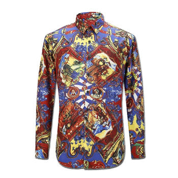 Camisa Masculina Tuxedo Shirts Men's Casual Slim Fit Long Sleeved Large Size Turn Down Collar Printing Shirts SM6