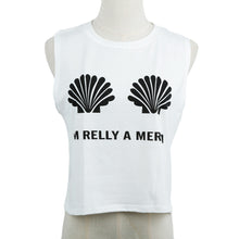 Casual Cropped Women Tops Ultrashort Tank Top Women Seashells Print O Neck Sleeveless Vest Tee Shirt Blusas SM6