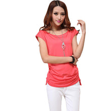 Casual Women Slash neck T shirts Female Short Sleeve tshirt Plus Size Modal S-4XL Tops 70829 SM6