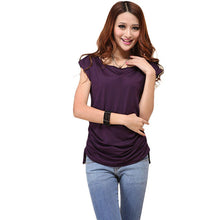 Casual Women Slash neck T shirts Female Short Sleeve tshirt Plus Size Modal S-4XL Tops 70829 SM6