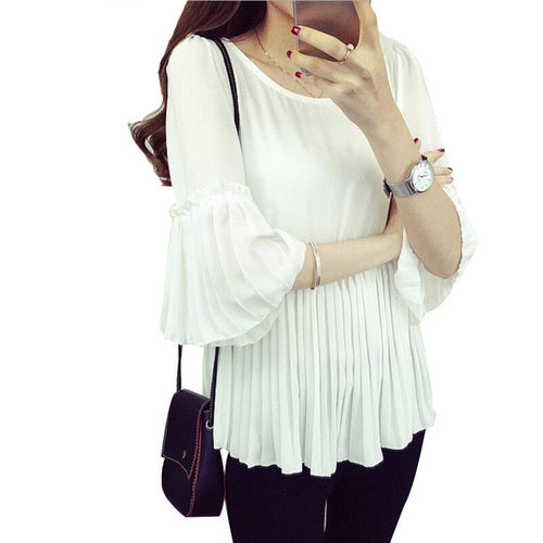 Casual Women T shirts O-neck Chiffon Tshirt Female Half Butterfly Sleeve Female Tops 70780 SM6