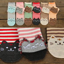 Cat Footprints Cute Cotton Socks Floor meias Women Animals Style Cat Striped Cartoon Sock SM6