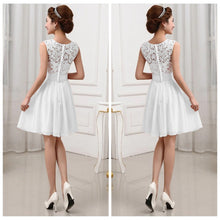 Chiffon  Style Dress Black Lace Formal Dress Sleeveless Knee Length Party Dresses Elegant  Back Zipper SM6