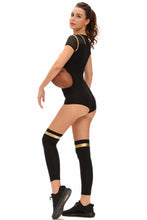 Club Football Sexy Costume Halloween Costumes For Black Hollow Out Mesh Stitching Short Sleeve Bodycon Jumpsuit SM6