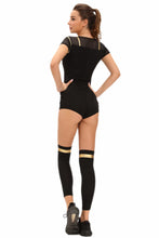 Club Football Sexy Costume Halloween Costumes For Black Hollow Out Mesh Stitching Short Sleeve Bodycon Jumpsuit SM6