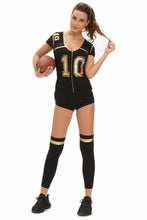 Club Football Sexy Costume Halloween Costumes For Black Hollow Out Mesh Stitching Short Sleeve Bodycon Jumpsuit SM6