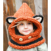 Coif 3D Ears Animal Knitted Caps Fox Headwear Kids Boy Girl Hats Children Warm Knitted Hooded Scarf Hat Kids Gifts SM6