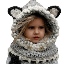 Coif 3D Ears Animal Knitted Caps Fox Headwear Kids Boy Girl Hats Children Warm Knitted Hooded Scarf Hat Kids Gifts SM6