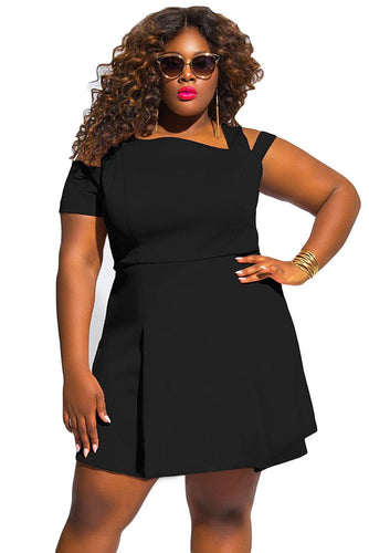 Cold Shoulder Party Dresses For Plus Size Clothing Backless Skater Dress Black  Ladies Plus Size Dresses XXXL SM6
