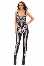 Colourful Hu Skeleton Skull Print Halloween Costumes For Sexy Jumpsuit Bodycon Sleeveless Costume Halloween Wo SM6