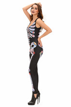 Colourful Hu Skeleton Skull Print Halloween Costumes For Sexy Jumpsuit Bodycon Sleeveless Costume Halloween Wo SM6