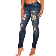 Cotton Dark Sandblast Wash Ripped Jeans For Low Waist Skinny Jeans With Holes Ripped Pencil Denim Pants Wo SM6