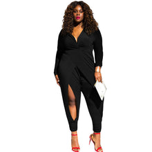 Deep V Neck Plus Size Rompers  Jumpsuit Sexy Hollow Out Long Sleeve Plus Size Elegant Jumpsuit Long Pants XXL XXXL SM6