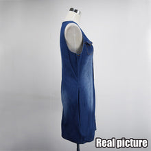 Denim Dress With Pockets Blue Short Bodycon Dress Sleeveless Mini Casual Tight  Denim Sundress  Clothes SM6