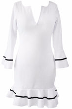 Draped Stitching Dress Long Sleeve Party Dresses Short Mini Elegant White Pencil Dress SM6