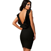 Elegant Women Ruffle Sleeve Bodycon Backless Cocktail Party Pencil Midi Dress H54 SM6