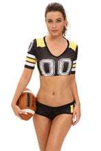 Fantasy Football Costume Sexy.Halloween Costumes For Party Short Sleeve Two Piece Crop Top And Shorts Set Suit SM6